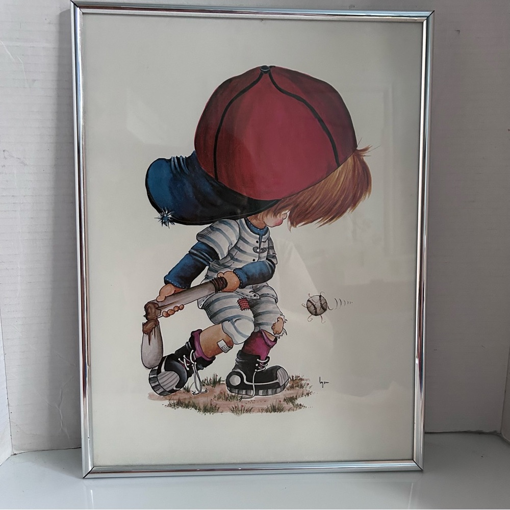 Vintage 1978 Arthur A. Kaplan Co. “Li’l Slugger” Litho Print